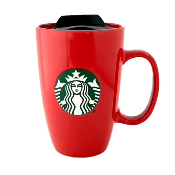 Starbucks 2020 Christmas 12fl oz Red Ceramic Coffee Mug Cup with Sipper Lid - Picture 1 of 17